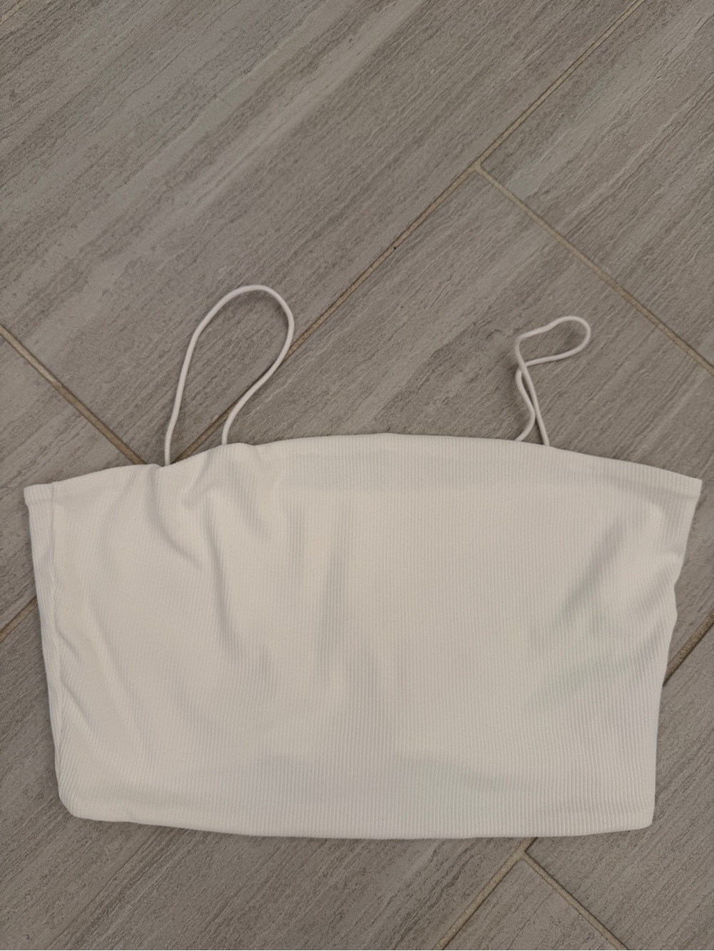 SHEIN White Ribbed Tank Top with Thin Straps